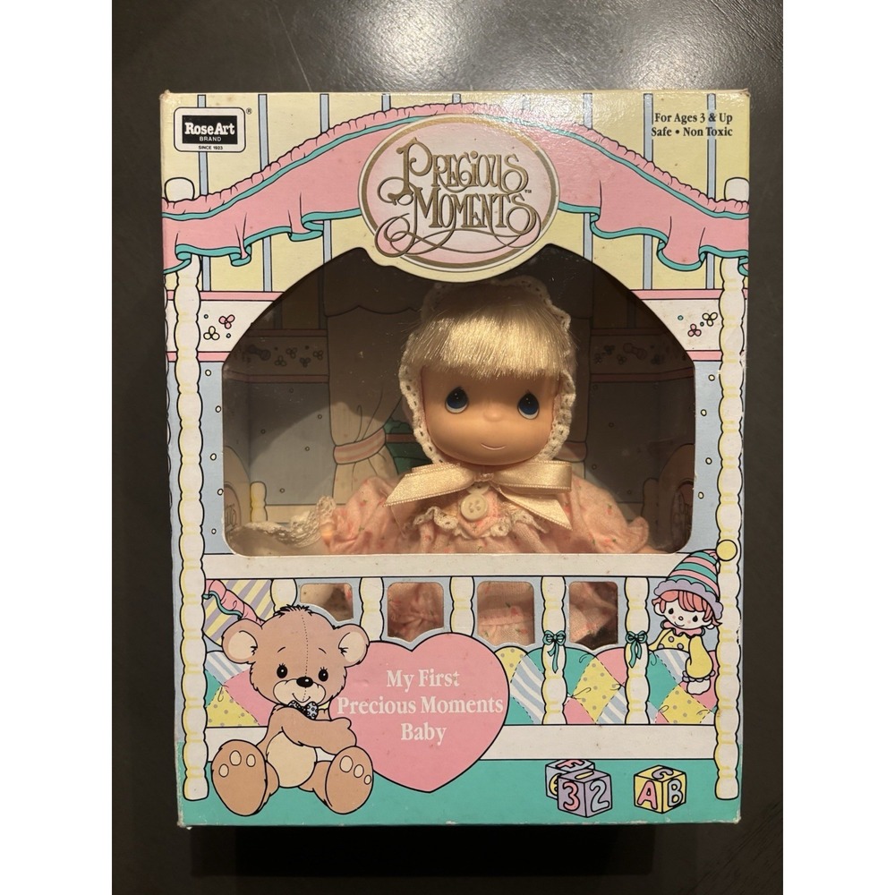 PRECIOUS MOMENTS My First Baby Doll, Rose Art, New in Box 1992